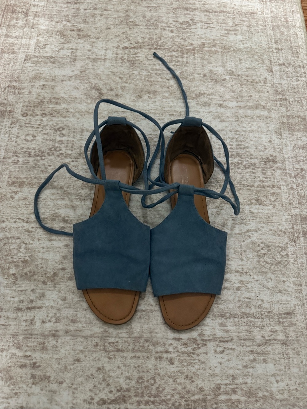 American Eagle Outfitters Blue Suede Lace-Up Sandals